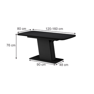 Vicco Tavolo da pranzo Estensibile Nero 120/160 x 80 cm