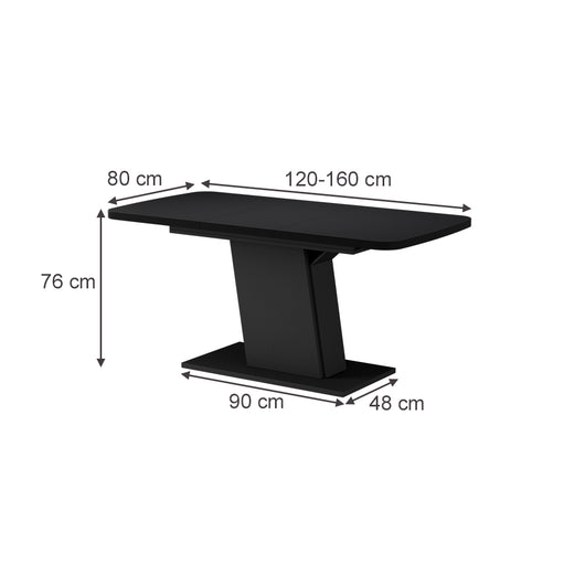 Vicco Tavolo da pranzo Estensibile Nero 120/160 x 80 cm
