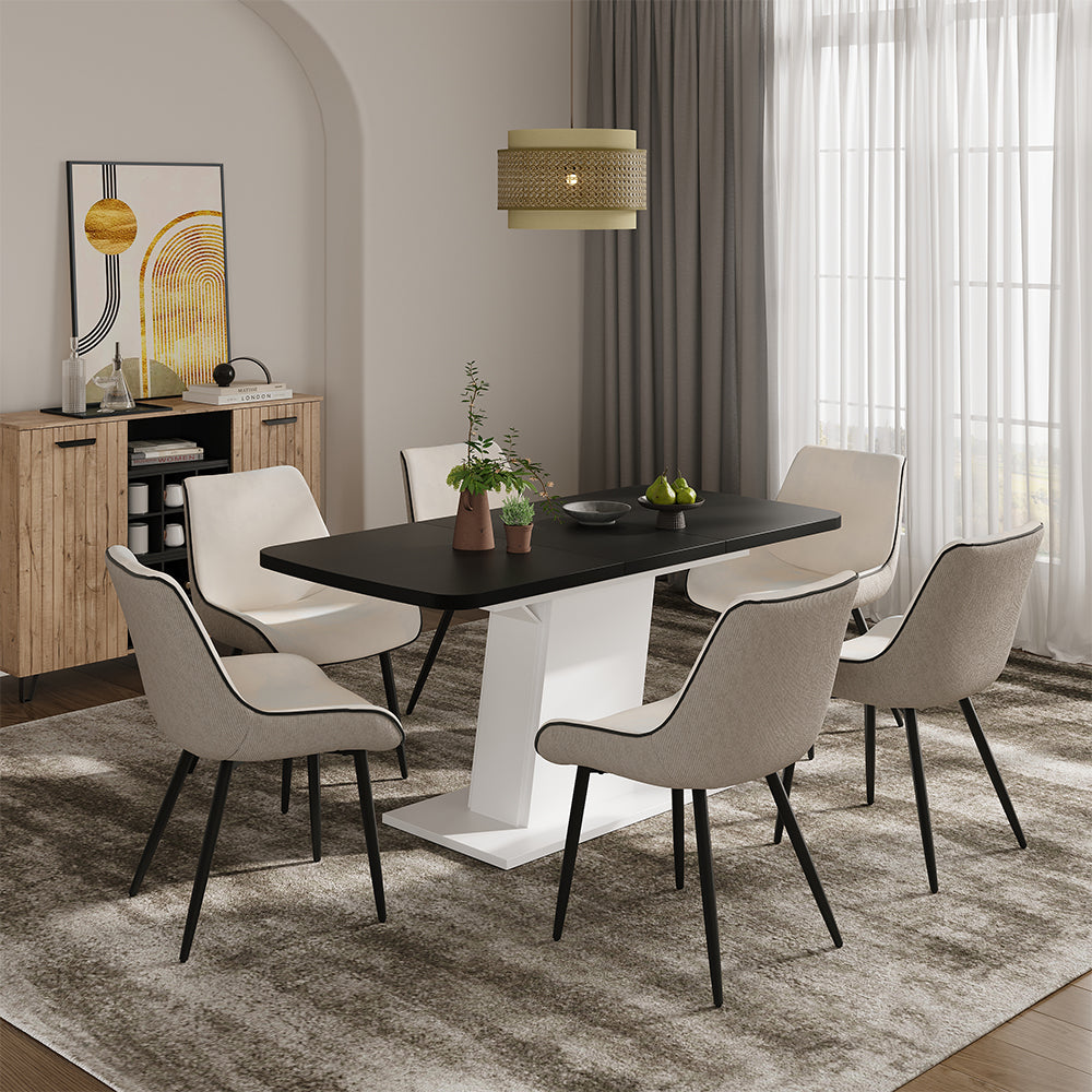 Vicco Tavolo da pranzo Estensibile Nero/bianco 120/160 x 80 cm