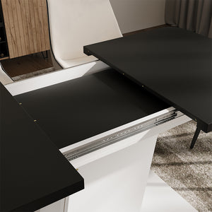 Vicco Tavolo da pranzo Estensibile Nero/bianco 120/160 x 80 cm