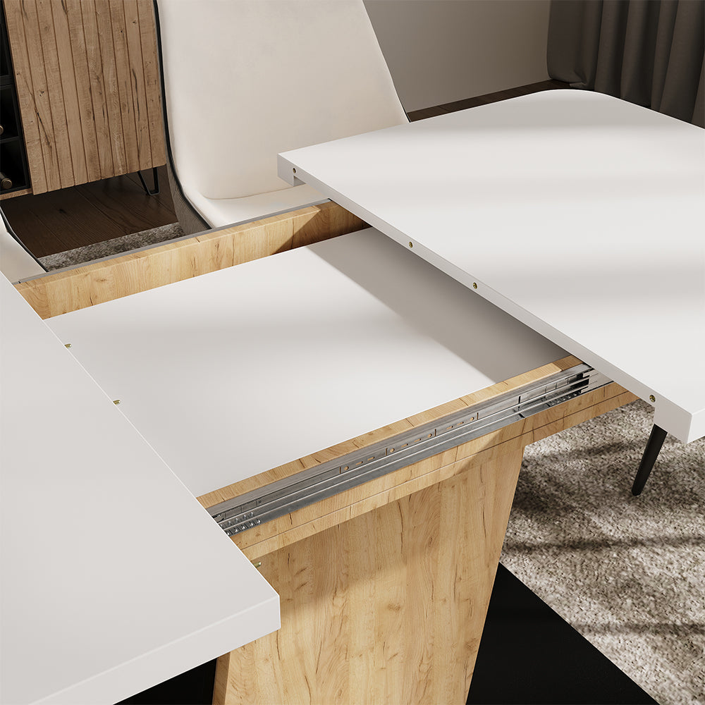 Vicco Tavolo da pranzo Estensibile Rovere bianco/nero/Goldkraft 120/160 x 80 cm Estensibile