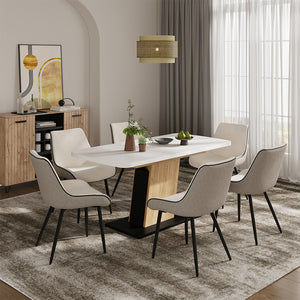 Vicco Tavolo da pranzo Estensibile Rovere bianco/nero/Goldkraft 120/160 x 80 cm Estensibile
