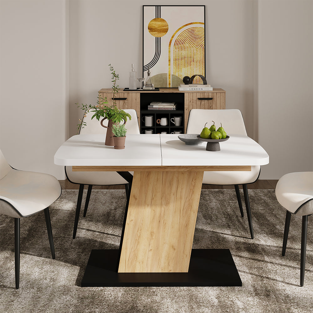 Vicco Tavolo da pranzo Estensibile Rovere bianco/nero/Goldkraft 120/160 x 80 cm Estensibile