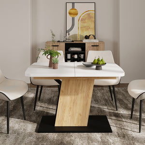 Vicco Tavolo da pranzo Estensibile Rovere bianco/nero/Goldkraft 120/160 x 80 cm Estensibile