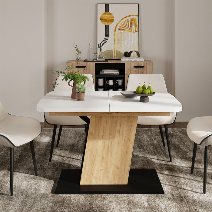 Vicco Tavolo da pranzo Estensibile Rovere bianco/nero/Goldkraft 120/160 x 80 cm Estensibile