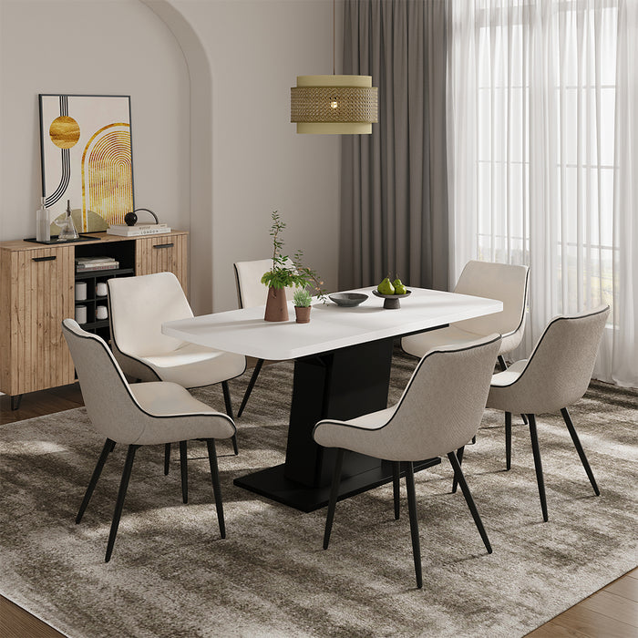 Vicco Tavolo da pranzo Estensibile Bianco/nero 120/160 x 80 cm