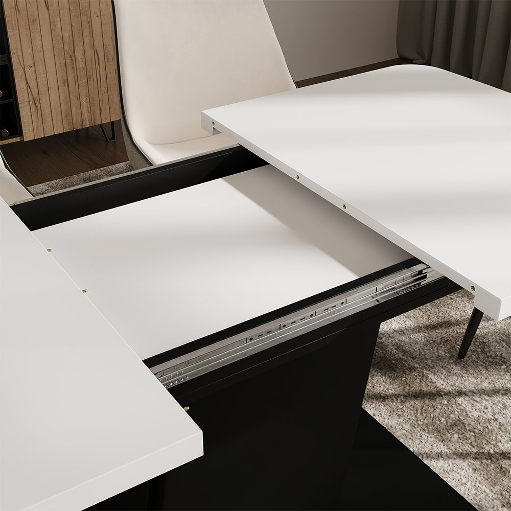 Vicco Tavolo da pranzo Estensibile Bianco/nero 120/160 x 80 cm