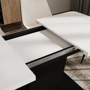 Vicco Tavolo da pranzo Estensibile Bianco/nero 120/160 x 80 cm