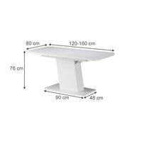 Vicco Tavolo da pranzo Estensibile Bianco 120/160 x 80 cm