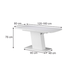Vicco Tavolo da pranzo Estensibile Bianco 120/160 x 80 cm