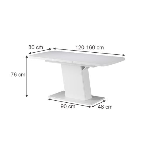 Vicco Tavolo da pranzo Estensibile Bianco 120/160 x 80 cm