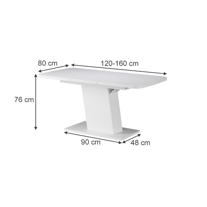 Vicco Tavolo da pranzo Estensibile Bianco 120/160 x 80 cm