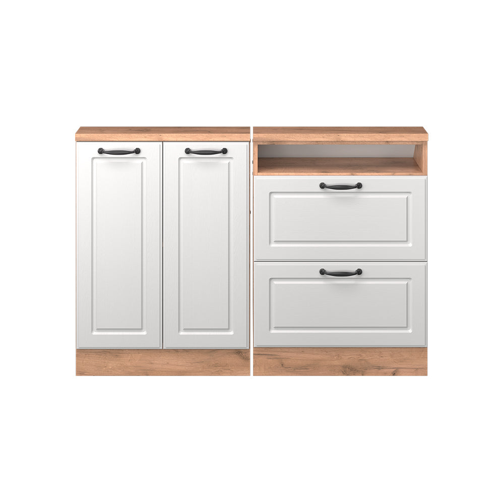 Vicco Mobile cucina sottotetto Casa di campagna bianca/quercia dorata 120 cm Set di 2