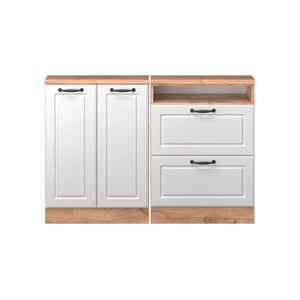 Vicco Mobile cucina sottotetto Casa di campagna bianca/quercia dorata 120 cm Set di 2