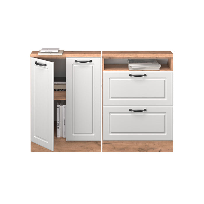 Vicco Set di mobili sottotetto Casa di campagna bianca/quercia dorata 120 x 81.6 cm Set di 2