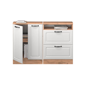 Vicco Mobile cucina sottotetto Casa di campagna bianca/quercia dorata 120 cm Set di 2