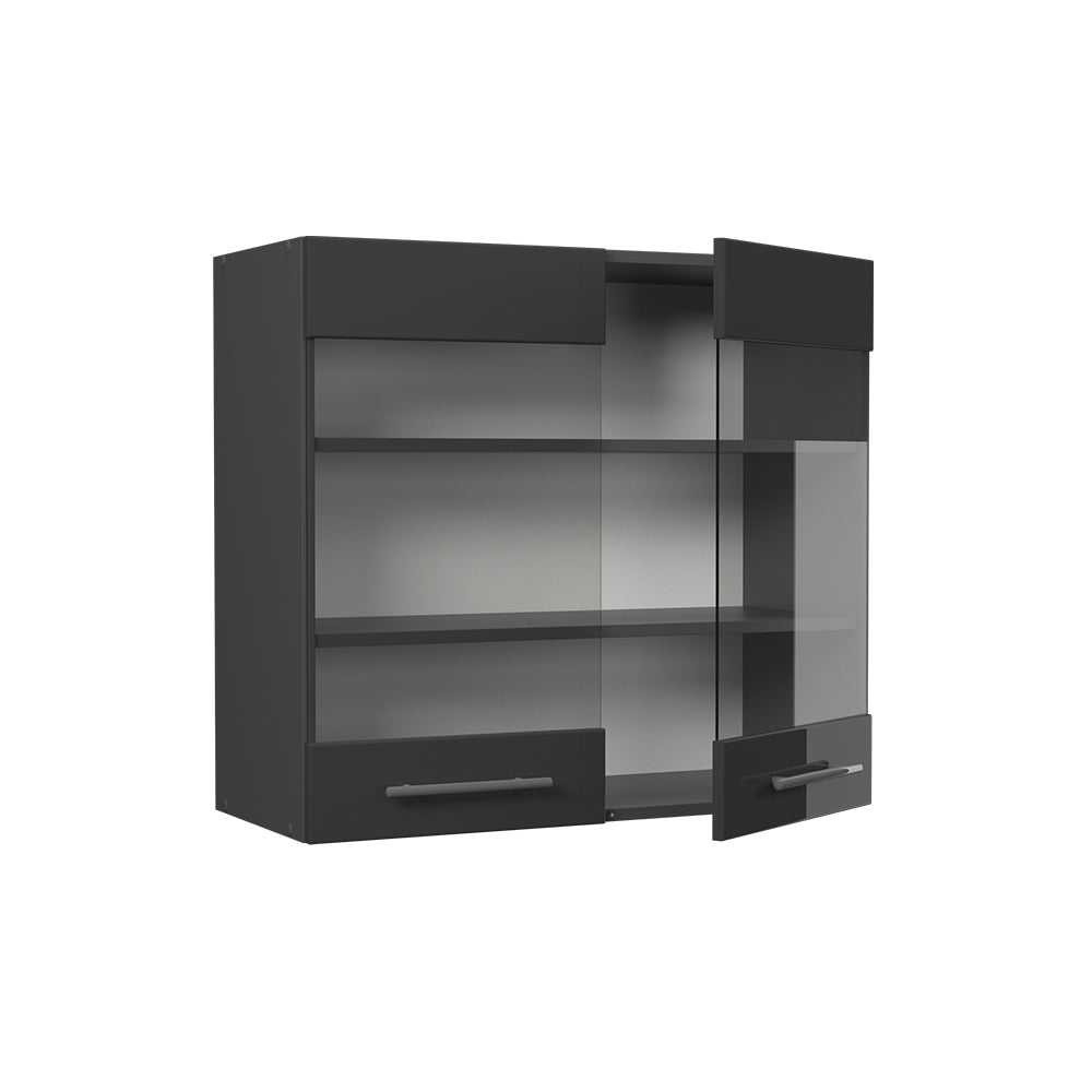 Vicco Mobile da cucina in vetro Antracite lucido 80 cm