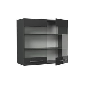 Vicco Mobile da cucina in vetro Antracite lucido 80 cm