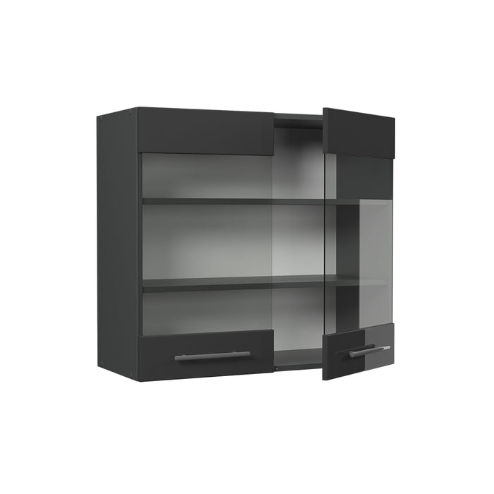 Vicco Mobile da cucina in vetro Antracite lucido 80 cm