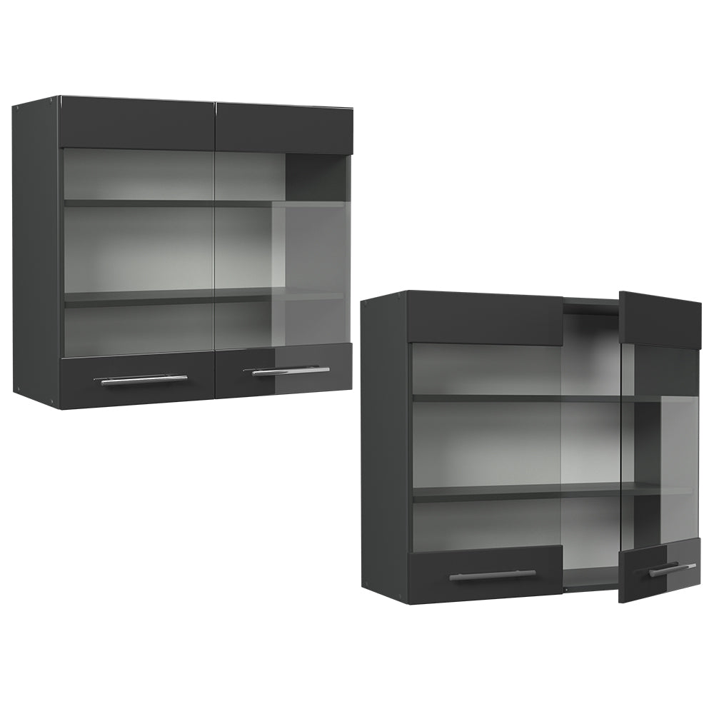 Vicco Mobile da cucina in vetro Antracite lucido 80 cm