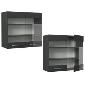 Vicco Mobile da cucina in vetro Antracite lucido 80 cm