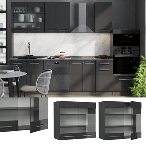Vicco Mobile da cucina in vetro Antracite lucido 80 cm