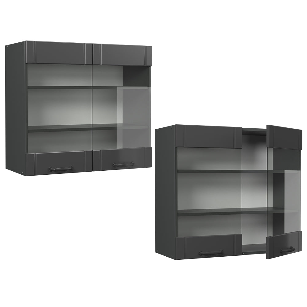 Vicco Mobile da cucina in vetro Grigio scuro 80 cm