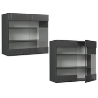 Vicco Mobile da cucina in vetro Grigio scuro 80 cm