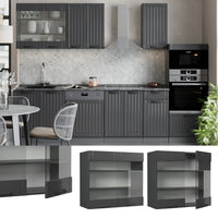 Vicco Mobile da cucina in vetro Grigio scuro 80 cm