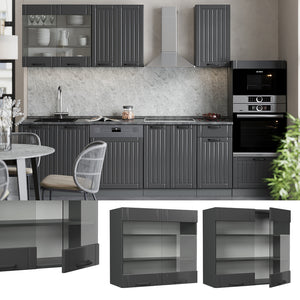 Vicco Mobile da cucina in vetro Grigio scuro 80 cm