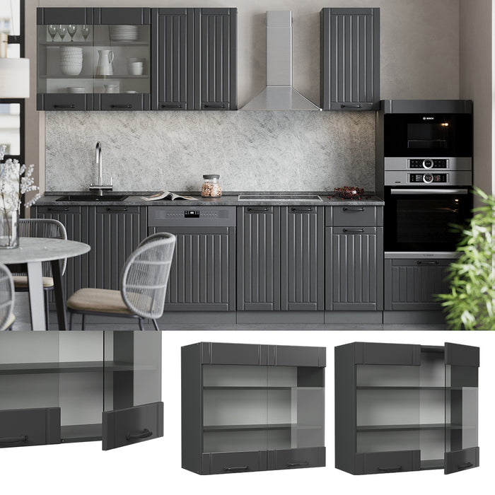 Vicco Mobile da cucina in vetro Grigio scuro 80 cm