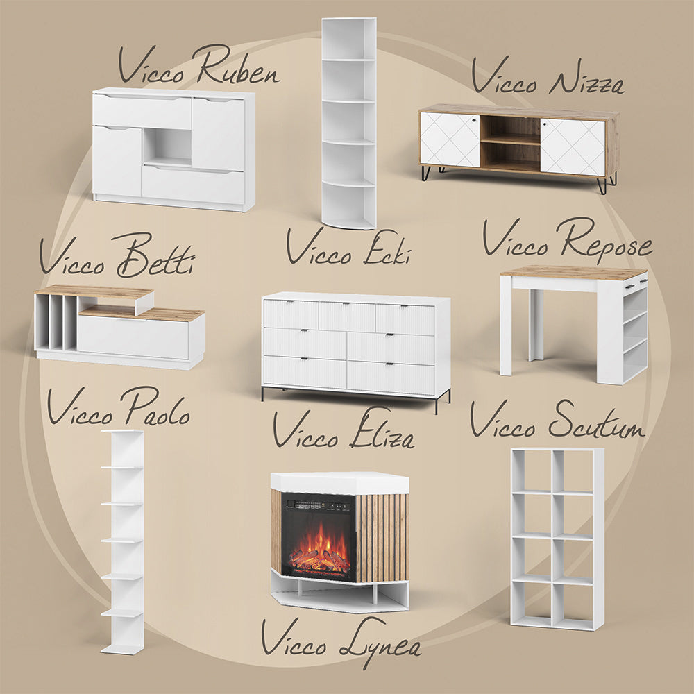 Vicco Scarpiera Bianco 45 x 114 cm con 10 scomparti