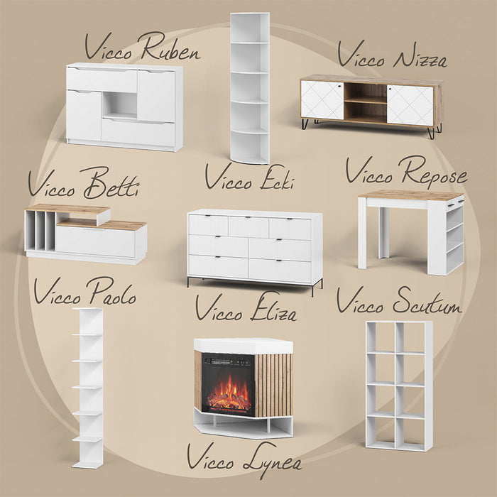 Vicco Scarpiera Bianco 45 x 114 cm con 10 scomparti