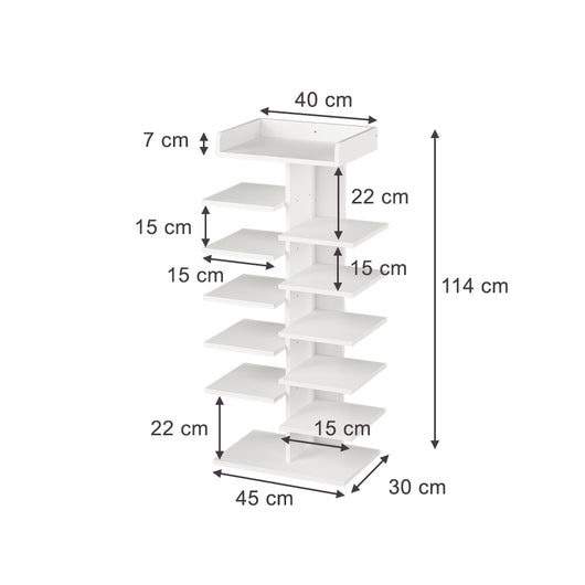 Vicco Scarpiera Bianco 45 x 114 cm con 10 scomparti