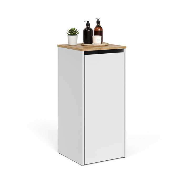 Vicco armadietto da bagno con portabiancheria Bianco/Artisan 40.2 x 88.2 cm con cesto portabiancheria