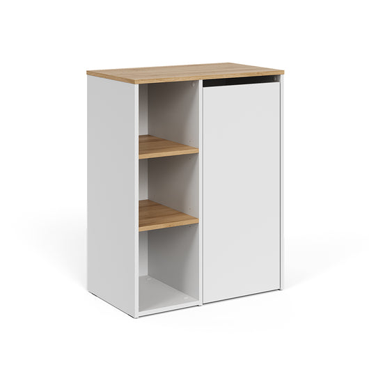 Vicco armadietto da bagno con portabiancheria Bianco/Artisan 68 x 88.2 cm con ripiani aperti e cesto portabiancheria