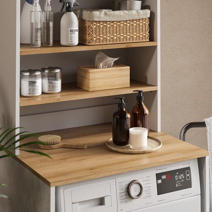 Vicco Mobile lavatrice Bianco/Artisan 66 x 88.2 cm 2 parti con ripiano