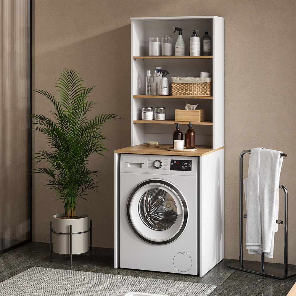 Vicco Mobile lavatrice Bianco/Artisan 66 x 88.2 cm 2 parti con ripiano