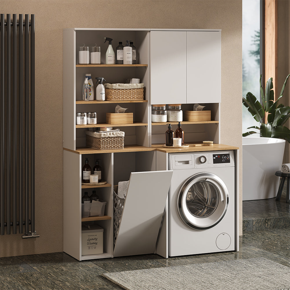 Vicco Mobile lavatrice Bianco/Artisan 66 x 88.2 cm 2 parti con ripiano