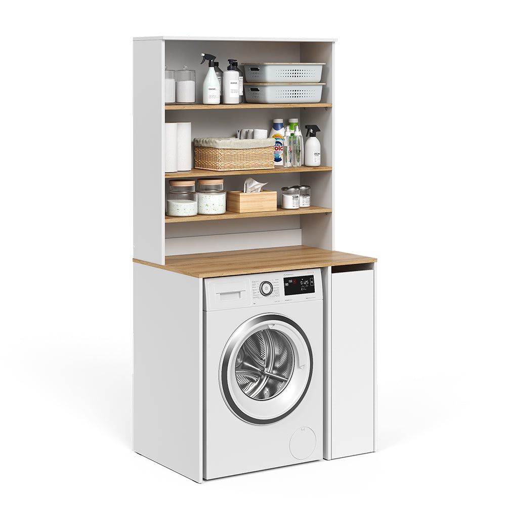 Vicco Mobile lavatrice Bianco/Artisan 93.6 x 88.2 cm 2 parti con armadio e ripiano