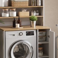 Vicco Mobile lavatrice Bianco/Artisan 93.6 x 88.2 cm 2 parti con armadio e ripiano