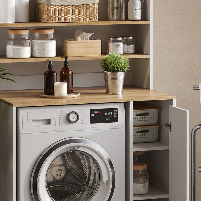 Vicco Mobile lavatrice Bianco/Artisan 93.6 x 88.2 cm 2 parti con armadio e ripiano