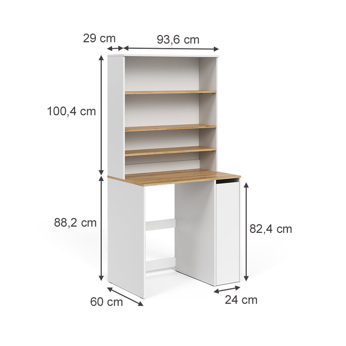 Vicco Mobile lavatrice Bianco/Artisan 93.6 x 88.2 cm 2 parti con armadio e ripiano