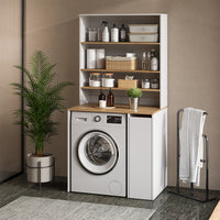 Vicco Mobile lavatrice Bianco/Artisan 93.6 x 88.2 cm 2 parti con armadio e ripiano