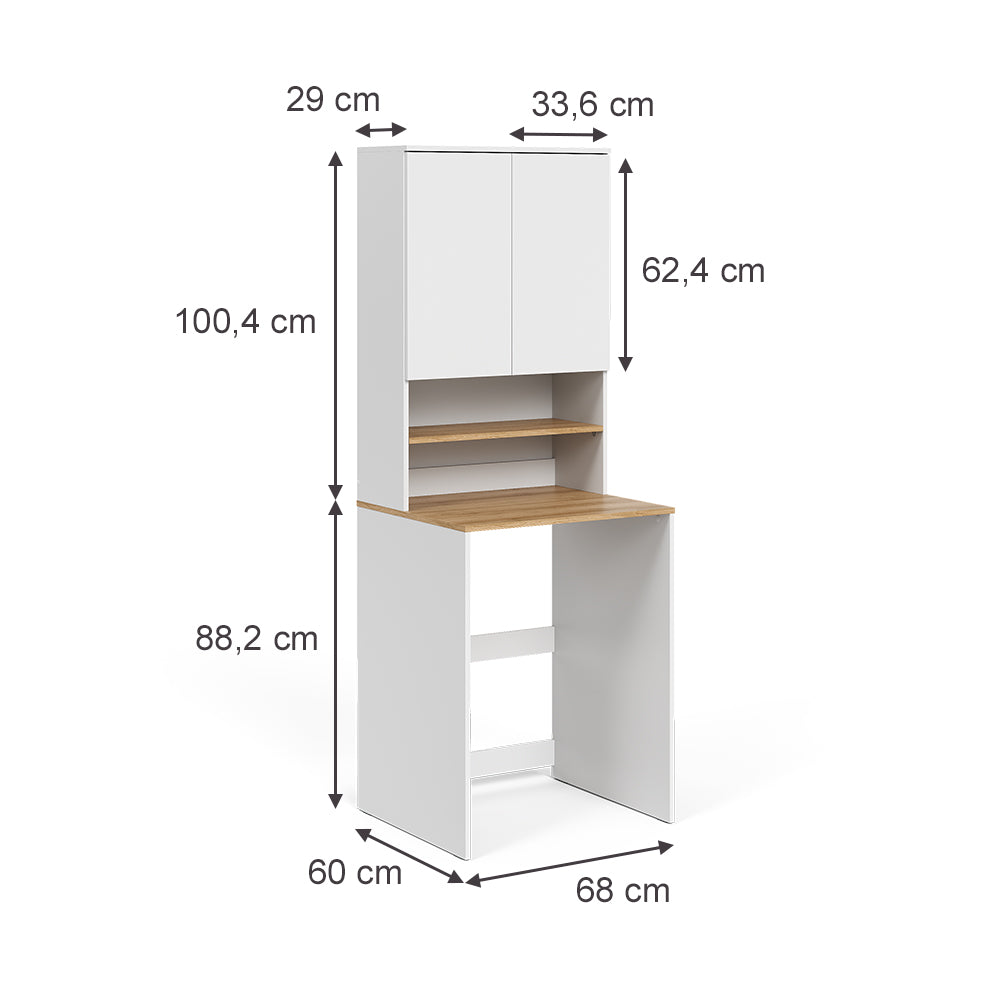 Vicco Mobile lavatrice Bianco/Artisan 68 x 88.2 cm 2 parti con ripiano
