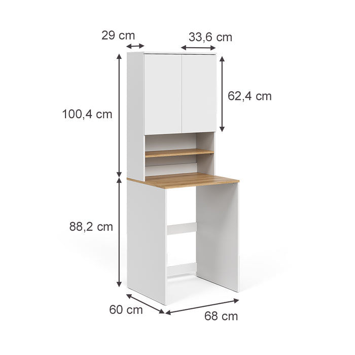 Vicco Mobile lavatrice Bianco/Artisan 68 x 88.2 cm 2 parti con ripiano