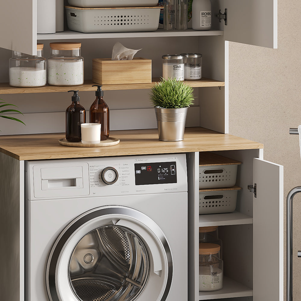 Vicco Mobile lavatrice Bianco/Artisan 93.6 x 88.2 cm 2 parti con ripiano