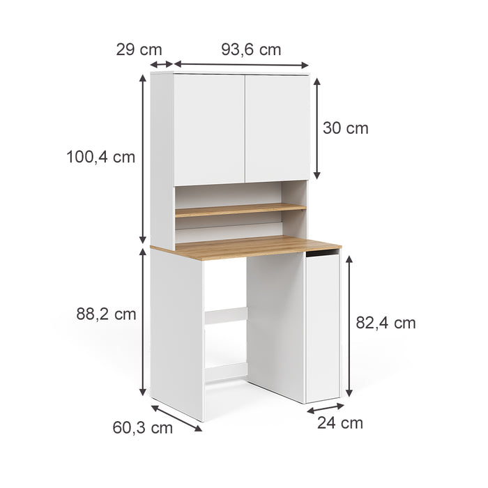Vicco Mobile lavatrice Bianco/Artisan 93.6 x 88.2 cm 2 parti con ripiano