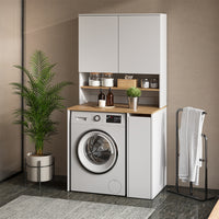 Vicco Mobile lavatrice Bianco/Artisan 93.6 x 88.2 cm 2 parti con ripiano