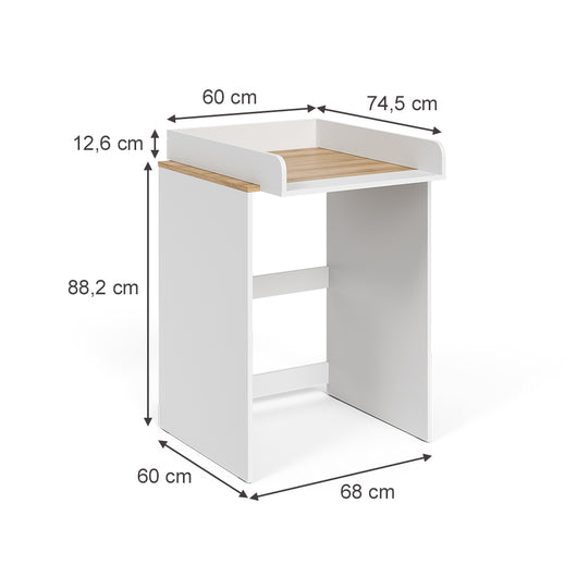 Vicco Mobile lavatrice Bianco/Artisan 68 x 88.2 cm 2 parti con fasciatoio